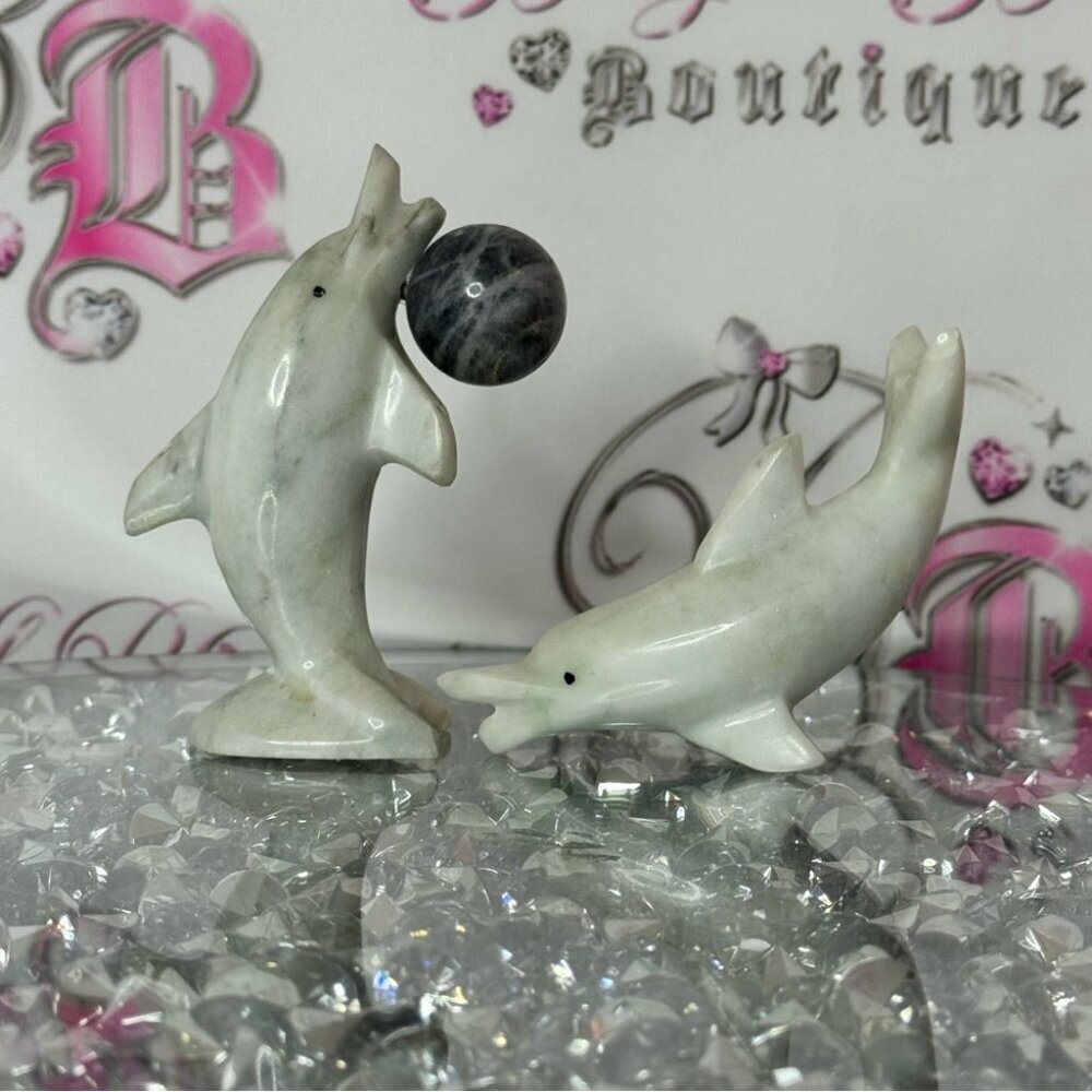 Marble Dolphin Figurines Crystal carved dolphins 🐬 marine life